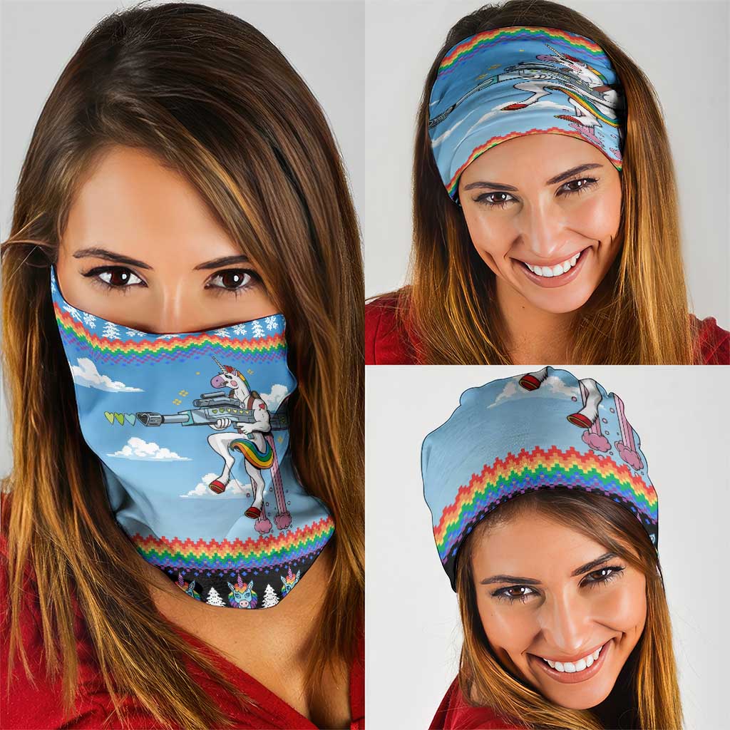 Unicorn Pew Pew Christmas Neck Gaiter Xmas Holiday Patterns - Wonder Print Shop