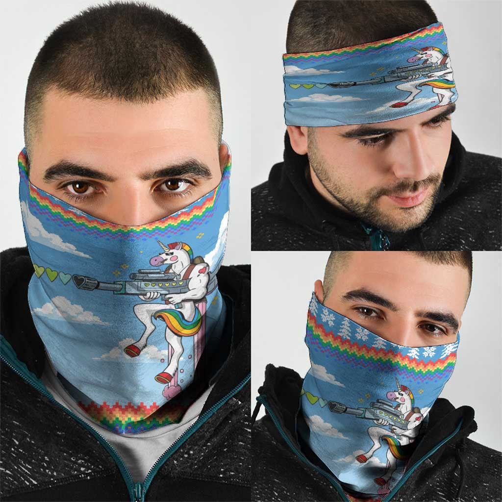 Unicorn Pew Pew Christmas Neck Gaiter Xmas Holiday Patterns - Wonder Print Shop
