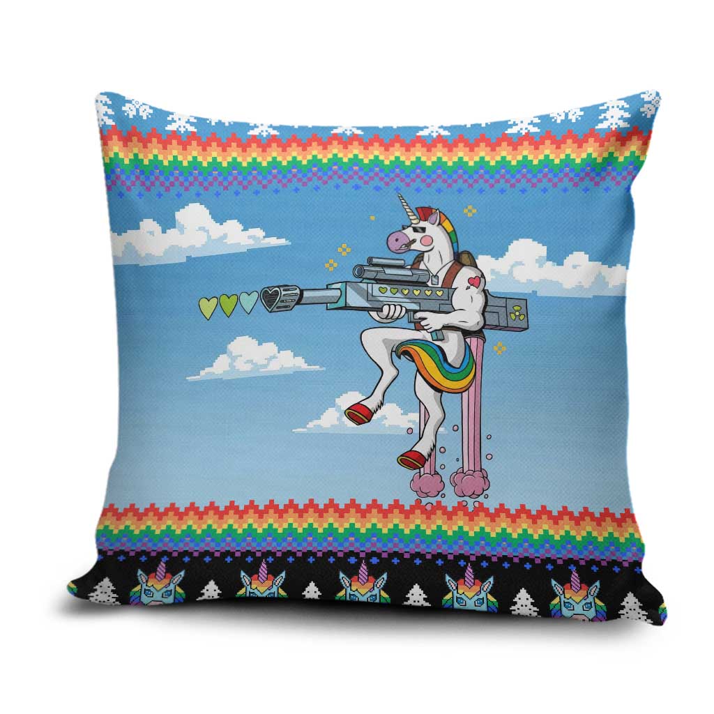 Unicorn Pew Pew Christmas Pillow Cover Xmas Holiday Patterns - Wonder Print Shop