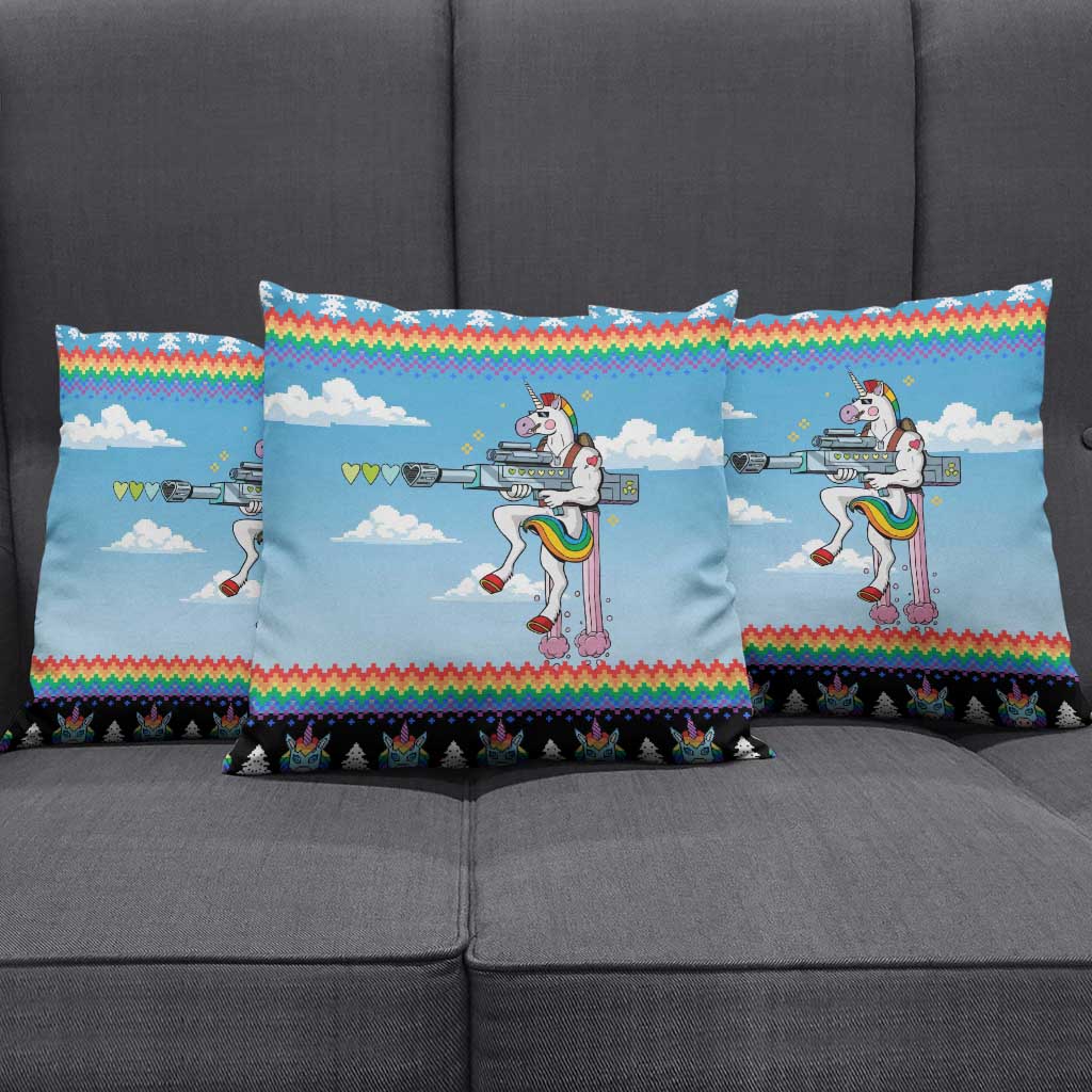 Unicorn Pew Pew Christmas Pillow Cover Xmas Holiday Patterns - Wonder Print Shop