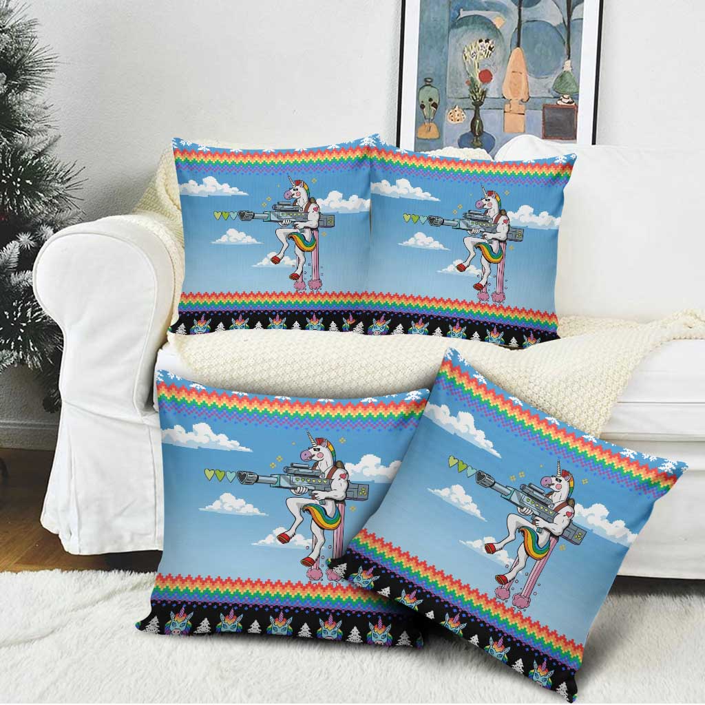 Unicorn Pew Pew Christmas Pillow Cover Xmas Holiday Patterns - Wonder Print Shop