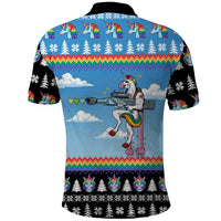Unicorn Pew Pew Christmas Polo Shirt Xmas Holiday Patterns - Wonder Print Shop