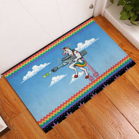 Unicorn Pew Pew Christmas Rubber Doormat Xmas Holiday Patterns - Wonder Print Shop