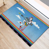 Unicorn Pew Pew Christmas Rubber Doormat Xmas Holiday Patterns - Wonder Print Shop