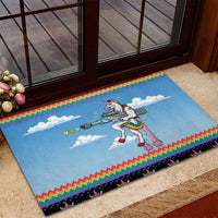 Unicorn Pew Pew Christmas Rubber Doormat Xmas Holiday Patterns - Wonder Print Shop