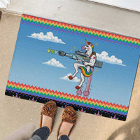 Unicorn Pew Pew Christmas Rubber Doormat Xmas Holiday Patterns - Wonder Print Shop