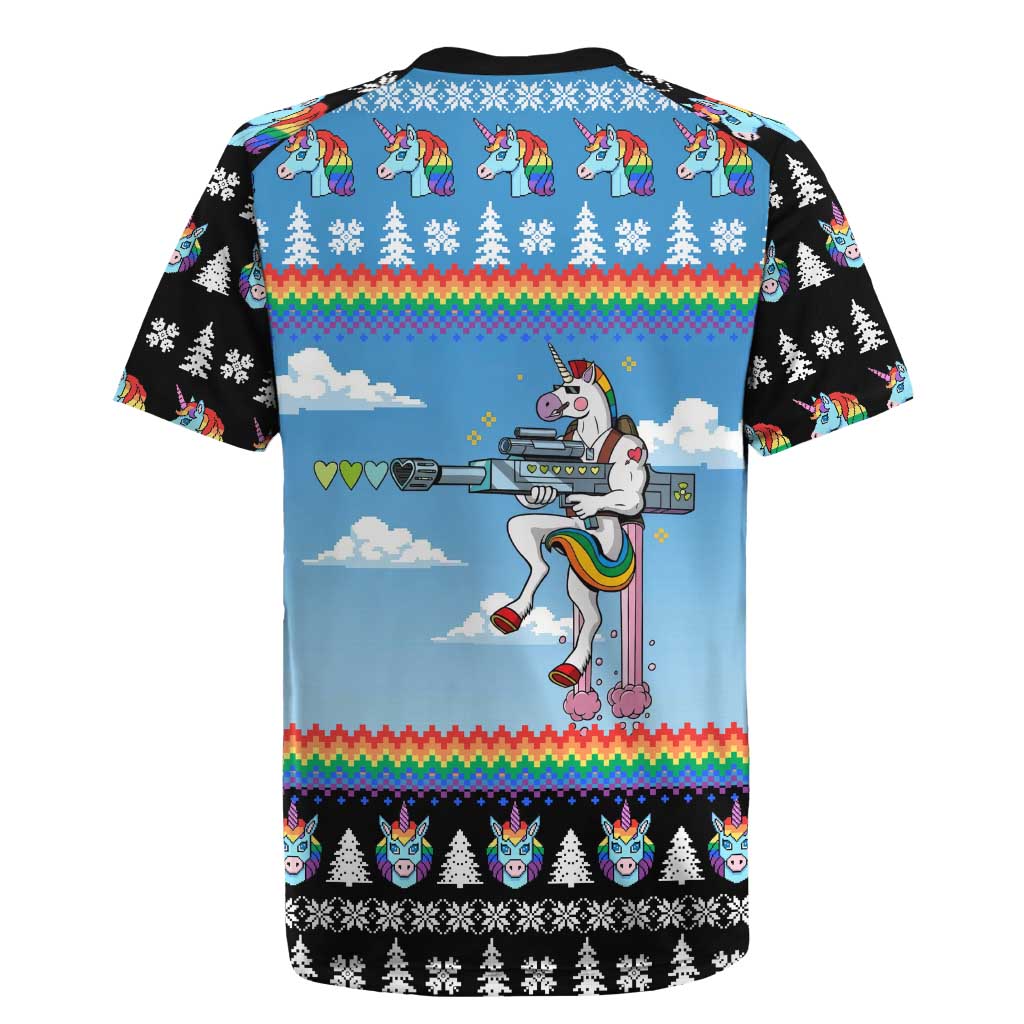 Unicorn Pew Pew Christmas Rugby Jersey Xmas Holiday Patterns - Wonder Print Shop