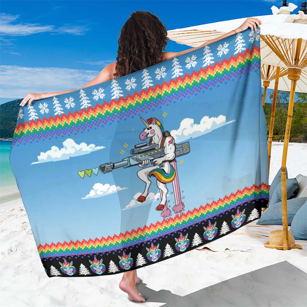 Unicorn Pew Pew Christmas Sarong Xmas Holiday Patterns - Wonder Print Shop