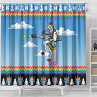 Unicorn Pew Pew Christmas Shower Curtain Xmas Holiday Patterns - Wonder Print Shop