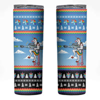 Unicorn Pew Pew Christmas Skinny Tumbler Xmas Holiday Patterns - Wonder Print Shop