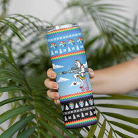 Unicorn Pew Pew Christmas Skinny Tumbler Xmas Holiday Patterns - Wonder Print Shop