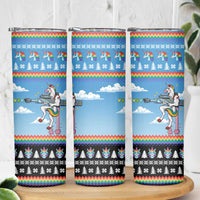 Unicorn Pew Pew Christmas Skinny Tumbler Xmas Holiday Patterns - Wonder Print Shop