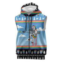 Unicorn Pew Pew Christmas Sleeveless Zip Hoodie Xmas Holiday Patterns - Wonder Print Shop