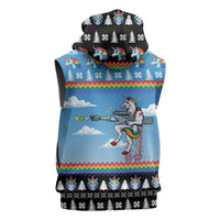 Unicorn Pew Pew Christmas Sleeveless Zip Hoodie Xmas Holiday Patterns - Wonder Print Shop