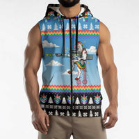 Unicorn Pew Pew Christmas Sleeveless Zip Hoodie Xmas Holiday Patterns - Wonder Print Shop