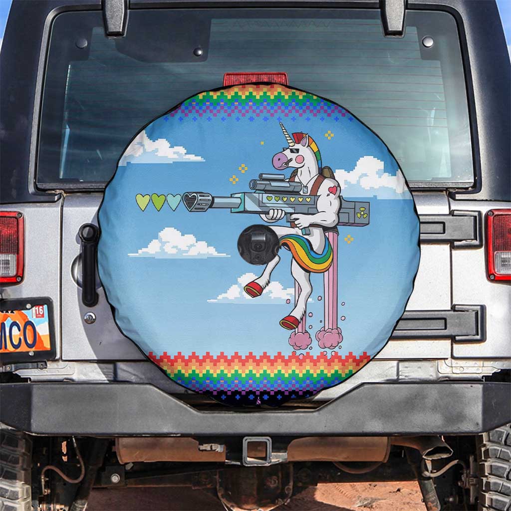 Unicorn Pew Pew Christmas Spare Tire Cover Xmas Holiday Patterns - Wonder Print Shop