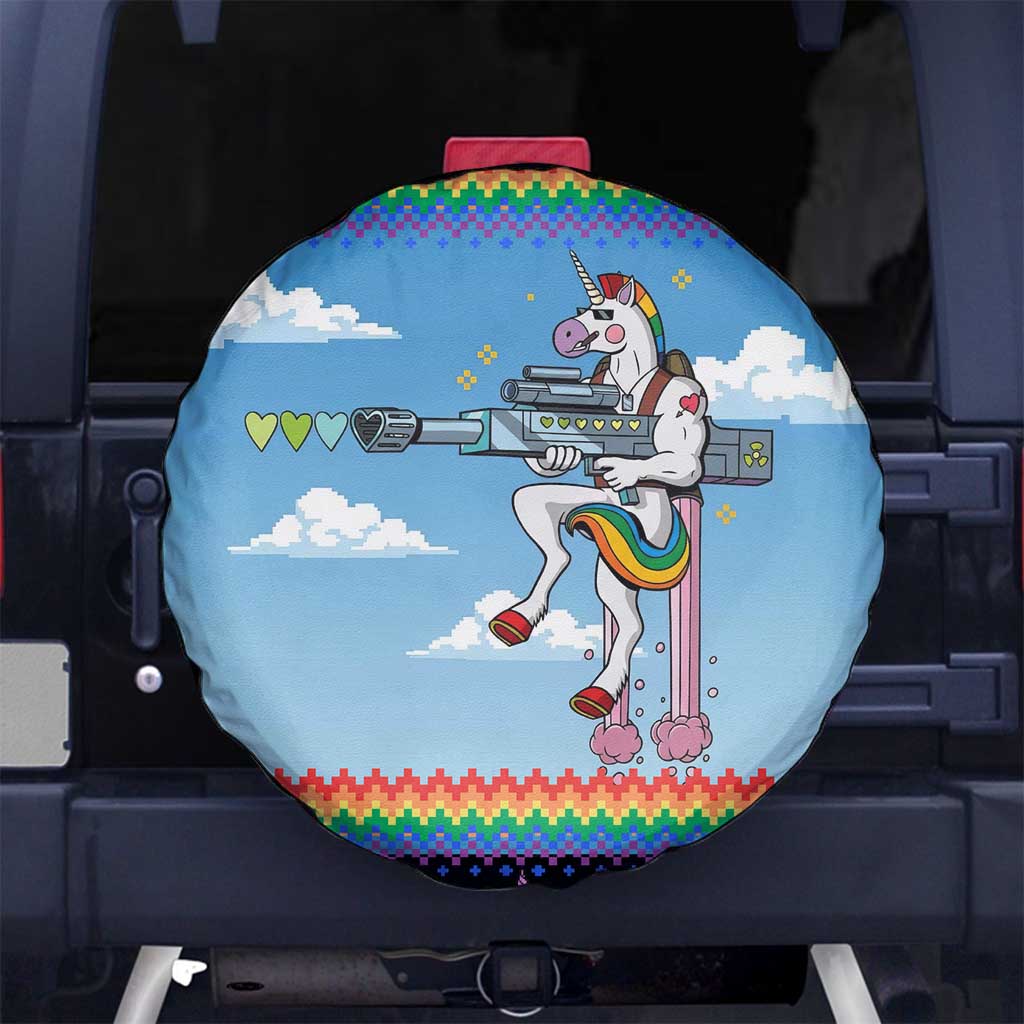 Unicorn Pew Pew Christmas Spare Tire Cover Xmas Holiday Patterns - Wonder Print Shop