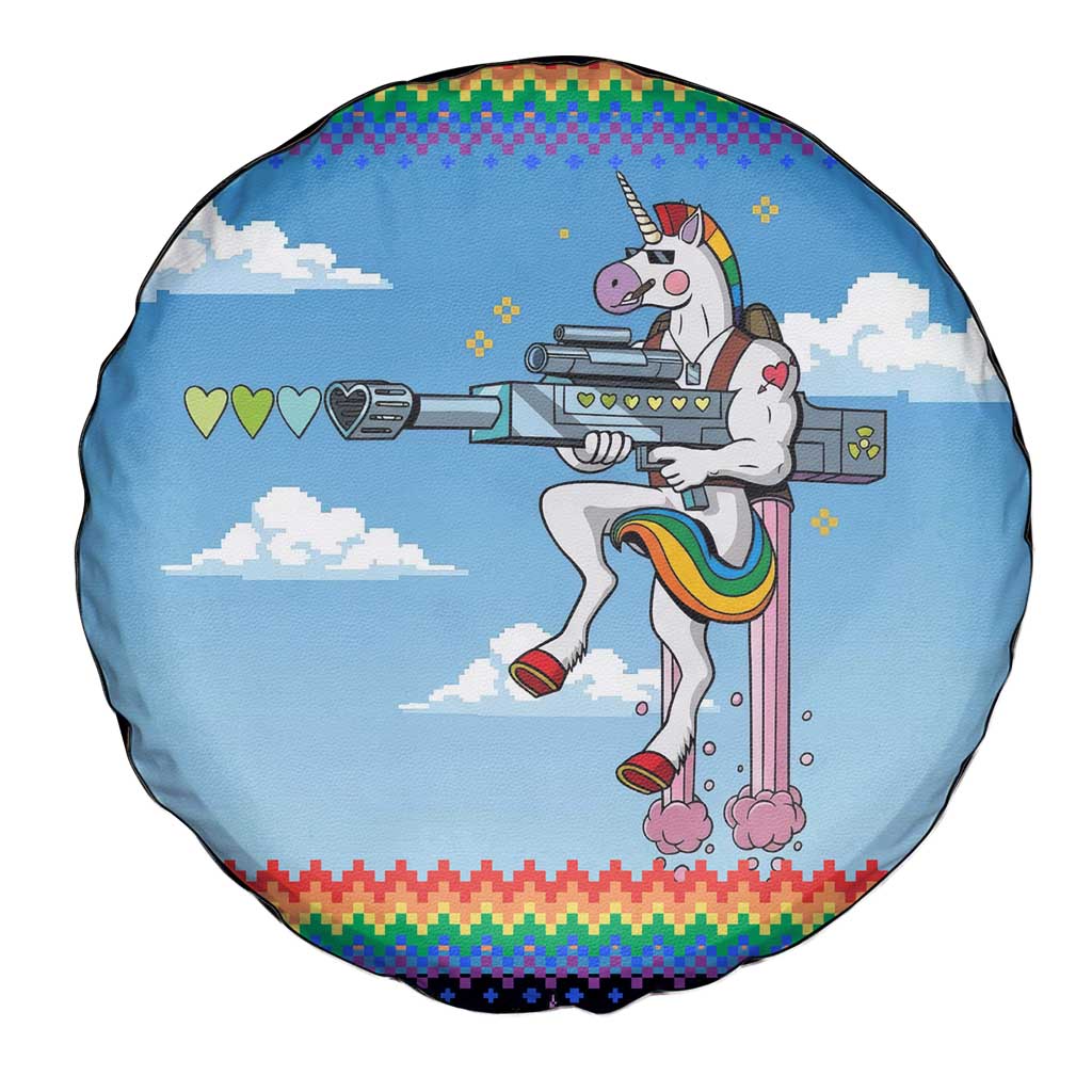 Unicorn Pew Pew Christmas Spare Tire Cover Xmas Holiday Patterns - Wonder Print Shop