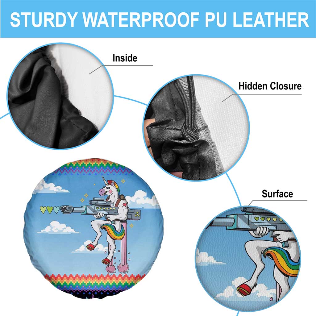 Unicorn Pew Pew Christmas Spare Tire Cover Xmas Holiday Patterns - Wonder Print Shop