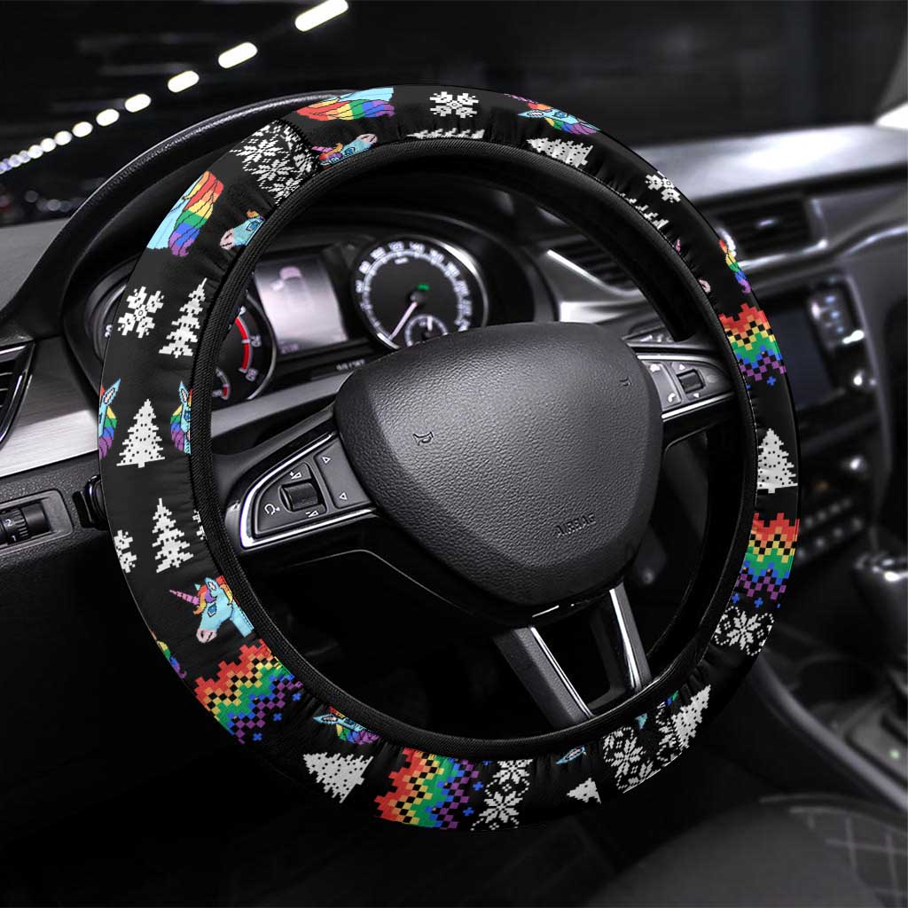 Unicorn Pew Pew Christmas Steering Wheel Cover Xmas Holiday Patterns - Wonder Print Shop