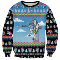 Unicorn Pew Pew Christmas Sweatshirt Xmas Holiday Patterns - Wonder Print Shop