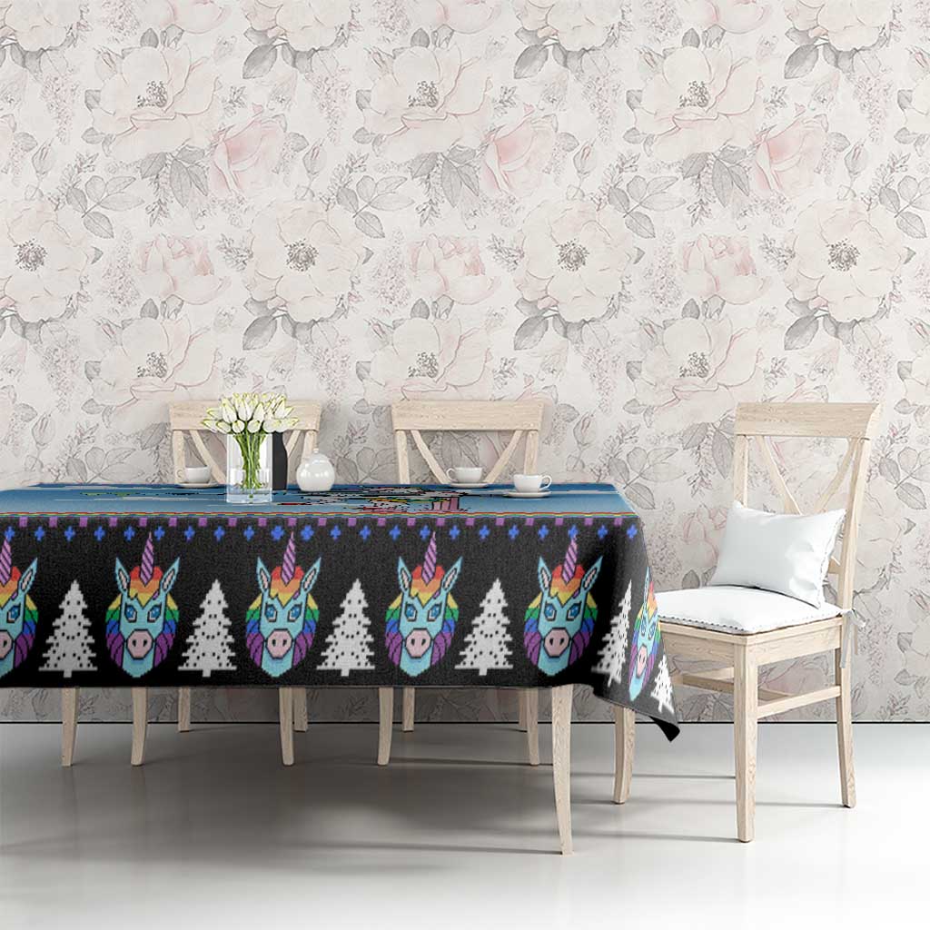 Unicorn Pew Pew Christmas Tablecloth Xmas Holiday Patterns - Wonder Print Shop