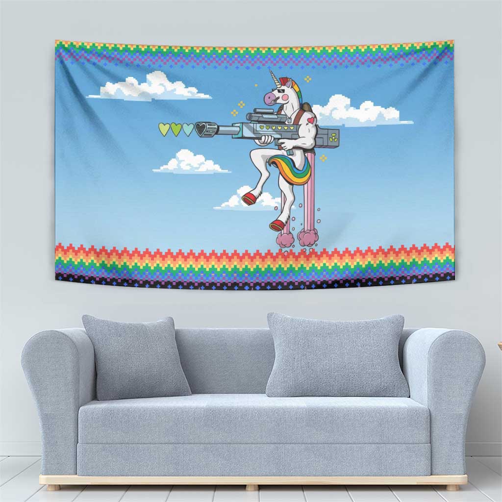 Unicorn Pew Pew Christmas Tapestry Xmas Holiday Patterns - Wonder Print Shop