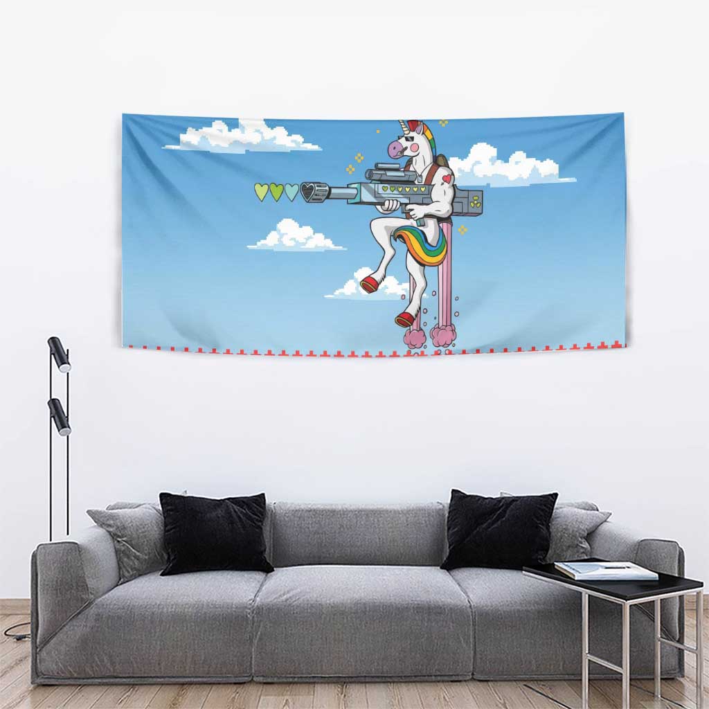 Unicorn Pew Pew Christmas Tapestry Xmas Holiday Patterns - Wonder Print Shop