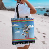 Unicorn Pew Pew Christmas Tote Bag Xmas Holiday Patterns - Wonder Print Shop