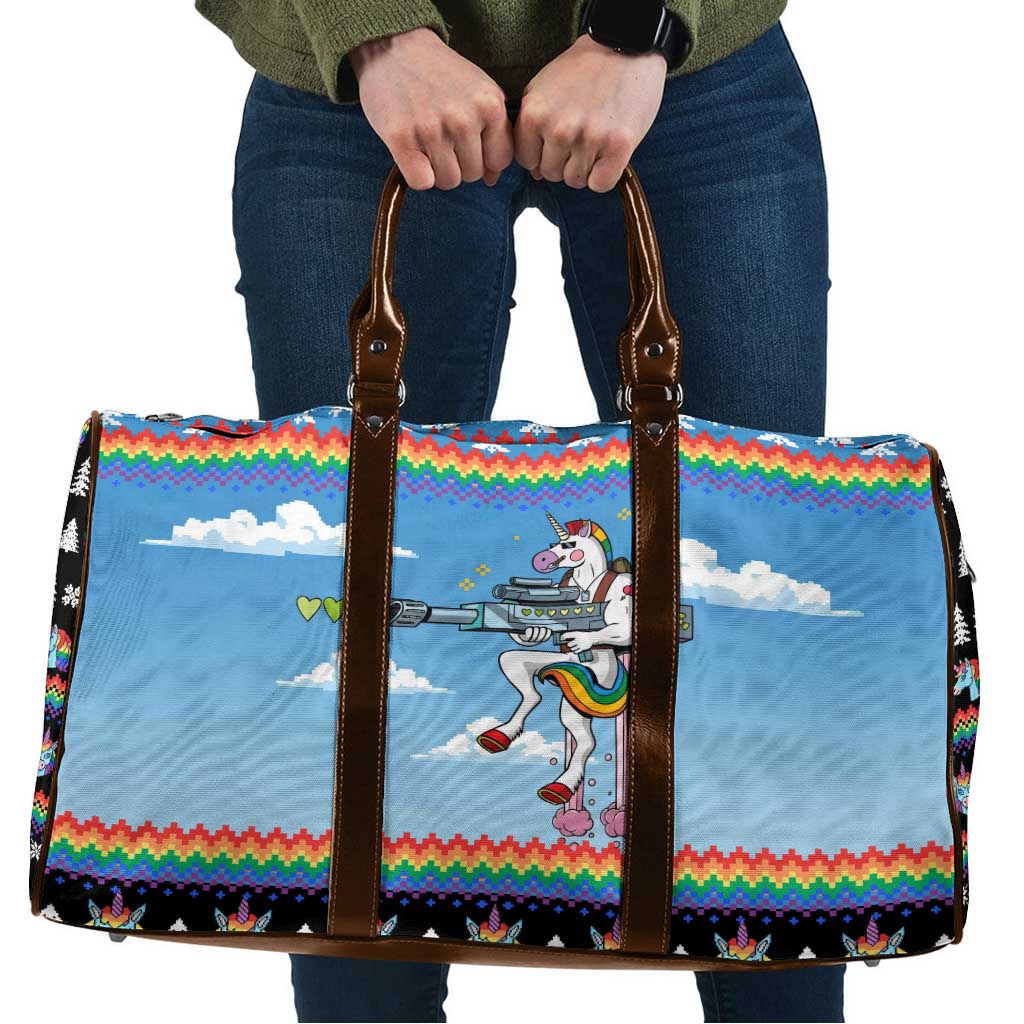 Unicorn Pew Pew Christmas Travel Bag Xmas Holiday Patterns - Wonder Print Shop