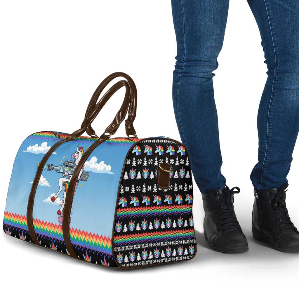 Unicorn Pew Pew Christmas Travel Bag Xmas Holiday Patterns - Wonder Print Shop