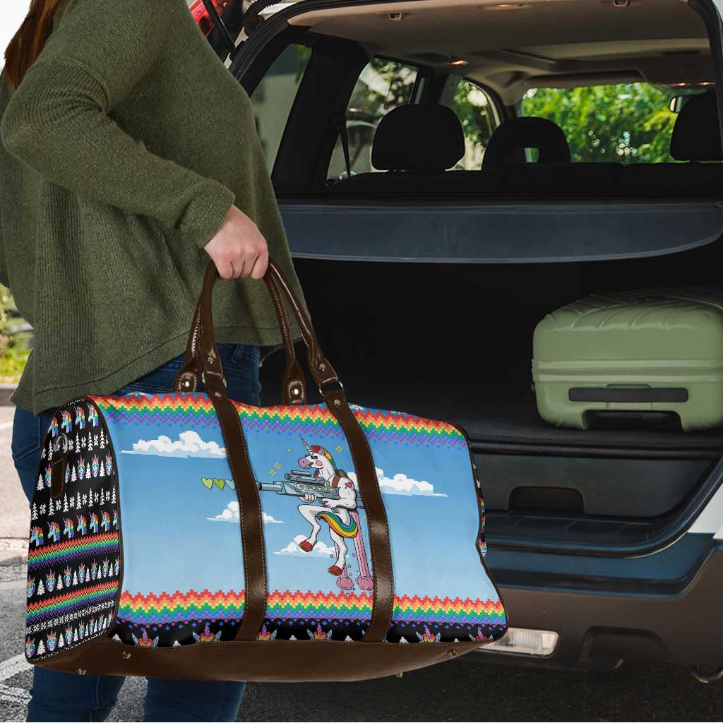 Unicorn Pew Pew Christmas Travel Bag Xmas Holiday Patterns - Wonder Print Shop