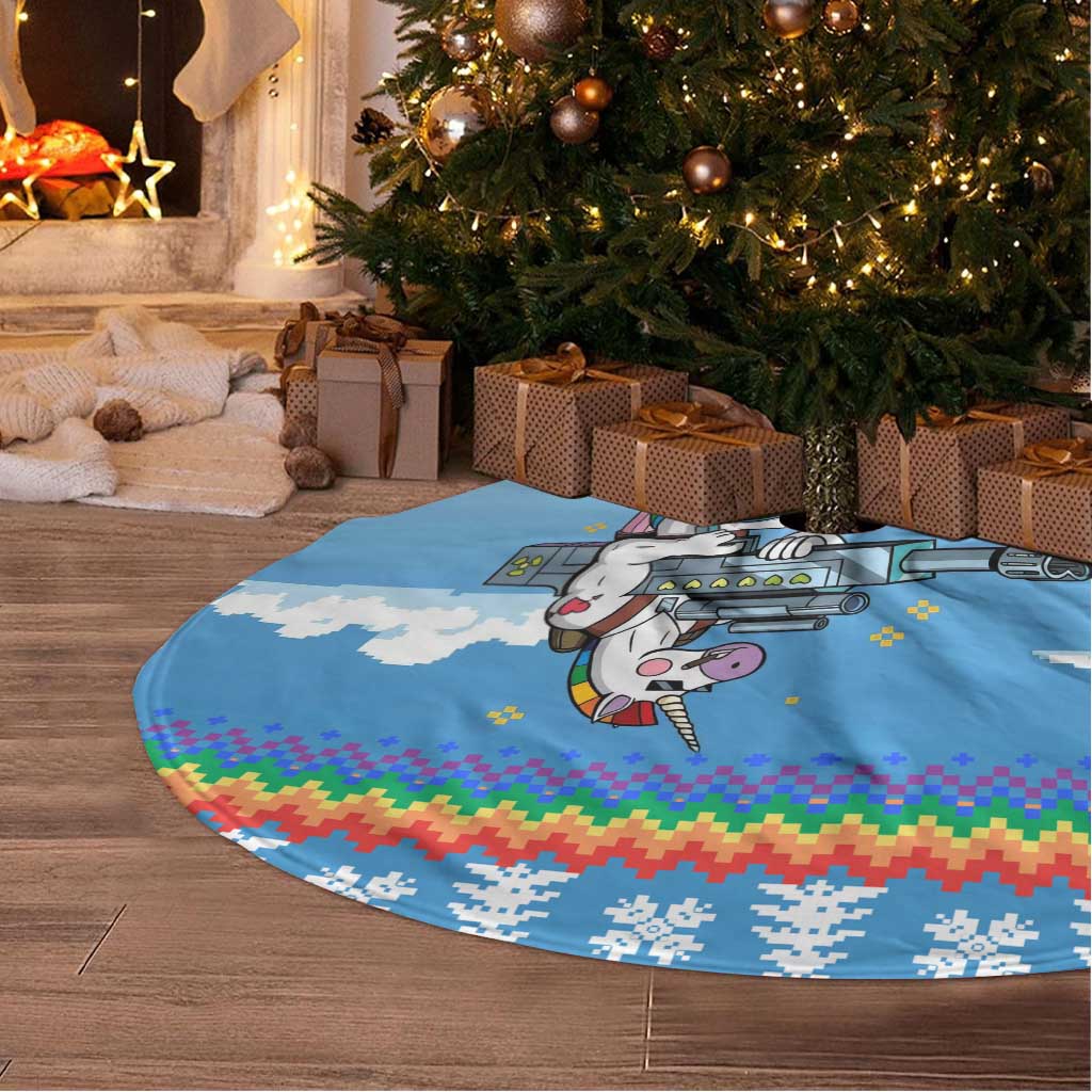 Unicorn Pew Pew Christmas Tree Skirt Xmas Holiday Patterns - Wonder Print Shop