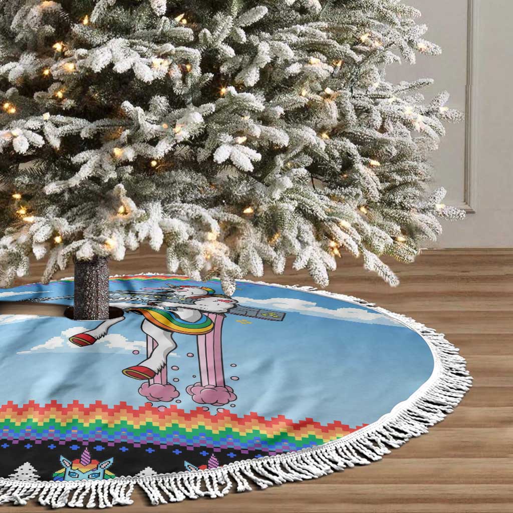 Unicorn Pew Pew Christmas Tree Skirt Xmas Holiday Patterns - Wonder Print Shop