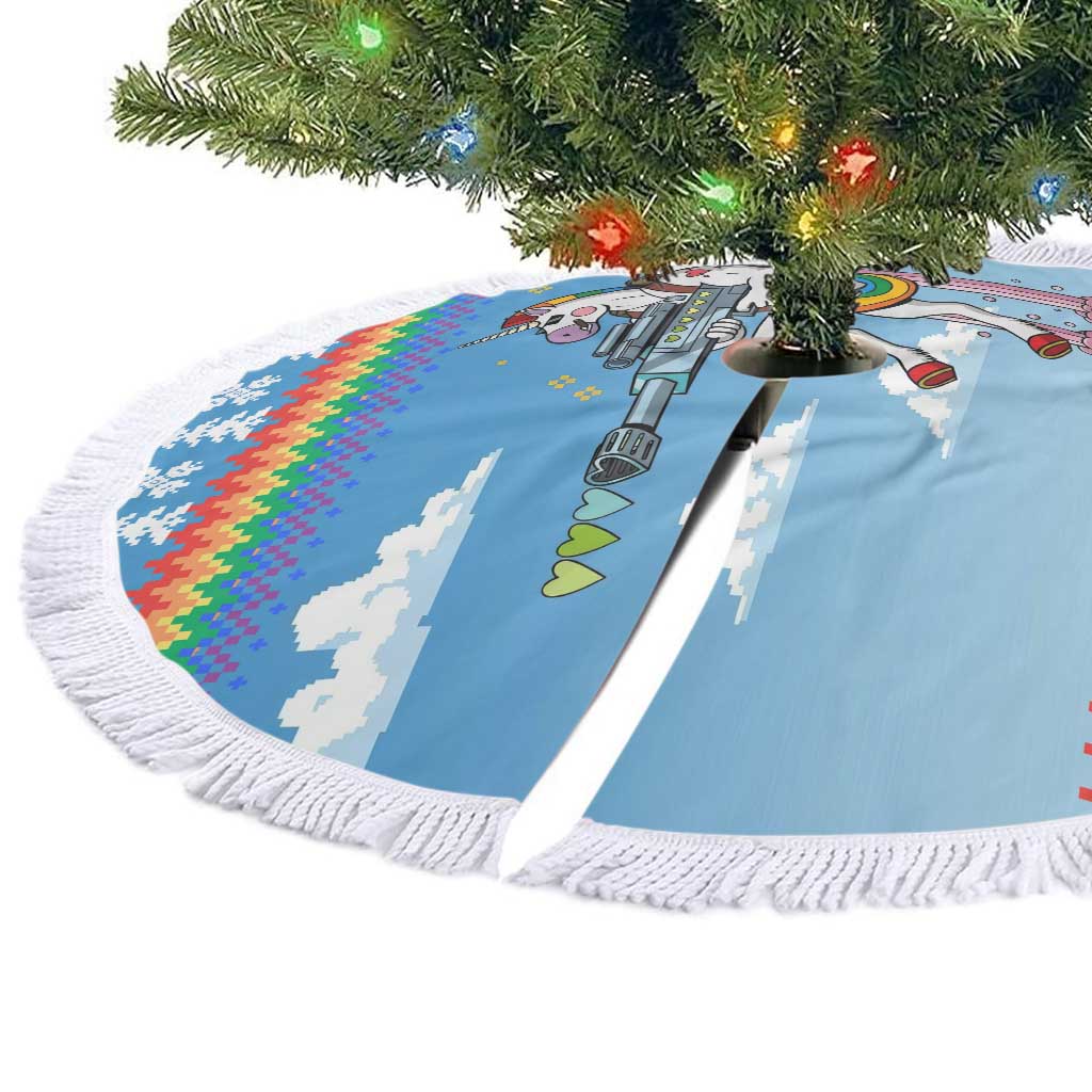 Unicorn Pew Pew Christmas Tree Skirt Xmas Holiday Patterns - Wonder Print Shop