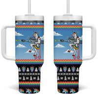 Unicorn Pew Pew Christmas Tumbler With Handle Xmas Holiday Patterns - Wonder Print Shop