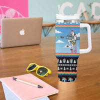 Unicorn Pew Pew Christmas Tumbler With Handle Xmas Holiday Patterns - Wonder Print Shop