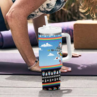 Unicorn Pew Pew Christmas Tumbler With Handle Xmas Holiday Patterns - Wonder Print Shop