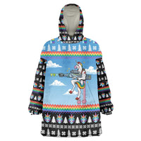 Unicorn Pew Pew Christmas Wearable Blanket Hoodie Xmas Holiday Patterns - Wonder Print Shop