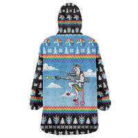 Unicorn Pew Pew Christmas Wearable Blanket Hoodie Xmas Holiday Patterns - Wonder Print Shop