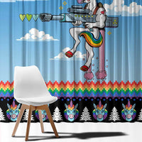 Unicorn Pew Pew Christmas Window Curtain Xmas Holiday Patterns - Wonder Print Shop