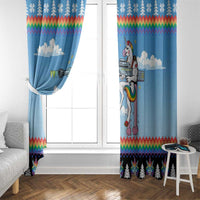 Unicorn Pew Pew Christmas Window Curtain Xmas Holiday Patterns - Wonder Print Shop