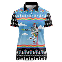 Unicorn Pew Pew Christmas Women Polo Shirt Xmas Holiday Patterns - Wonder Print Shop