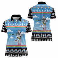 Unicorn Pew Pew Christmas Women Polo Shirt Xmas Holiday Patterns - Wonder Print Shop