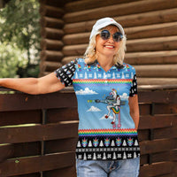 Unicorn Pew Pew Christmas Women Polo Shirt Xmas Holiday Patterns - Wonder Print Shop
