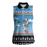 Unicorn Pew Pew Christmas Women Sleeveless Polo Shirt Xmas Holiday Patterns - Wonder Print Shop