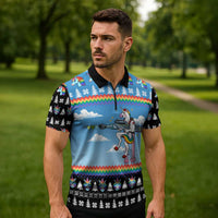 Unicorn Pew Pew Christmas Zipper Polo Shirt Xmas Holiday Patterns - Wonder Print Shop