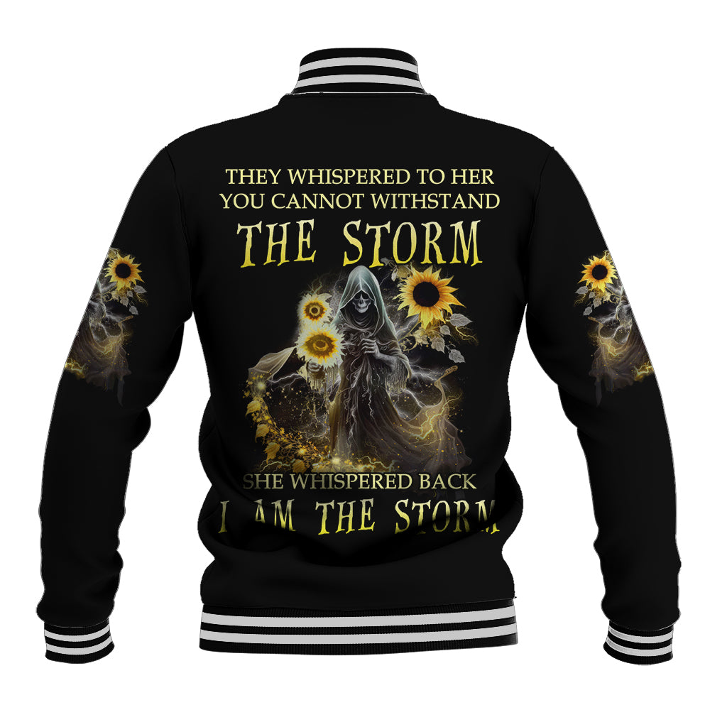 I Am The Storm Reaper Sunflower Roses Wings Baseball Jacket - Wonder Print Shop