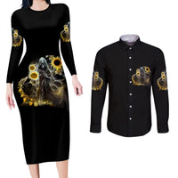 I Am The Storm Reaper Sunflower Roses Wings Couples Matching Long Sleeve Bodycon Dress and Long Sleeve Button Shirt - Wonder Print Shop