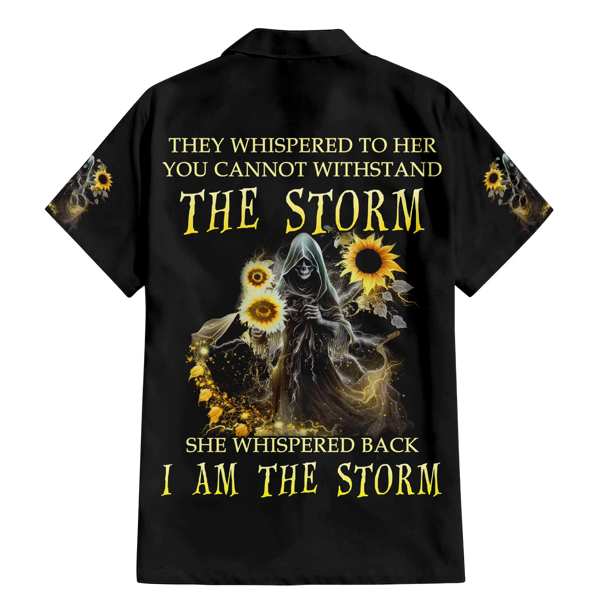 I Am The Storm Reaper Sunflower Roses Wings Family Matching Mermaid Dress and Hawaiian Shirt - Wonder Print Shop